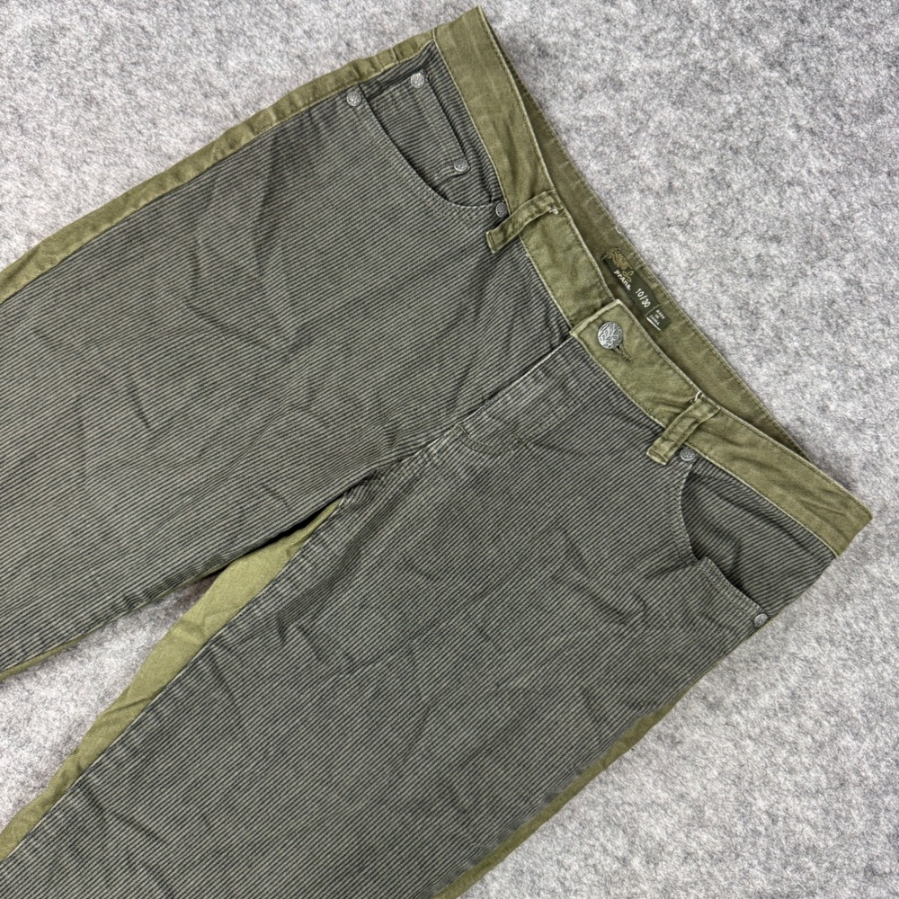 Prana Women Olive Green Pinstripe Corduroy Tapered Pants Size 10/30